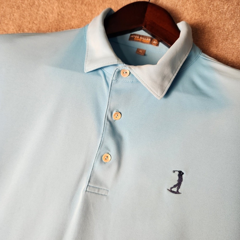 Peter Millar Summer Comfort Mens XL Blue Golf Polo Shirt Short Sleeve‎